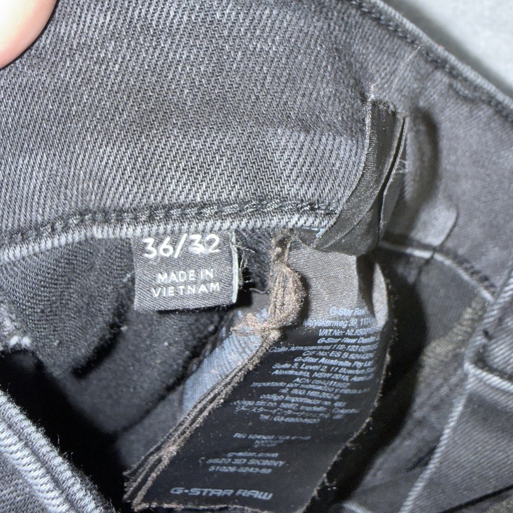 G-Star Raw 5620 3D Skinny‎ Jeans Mens 36x32 Black Distressed Stretch Rocker Moto - Picture 10 of 16